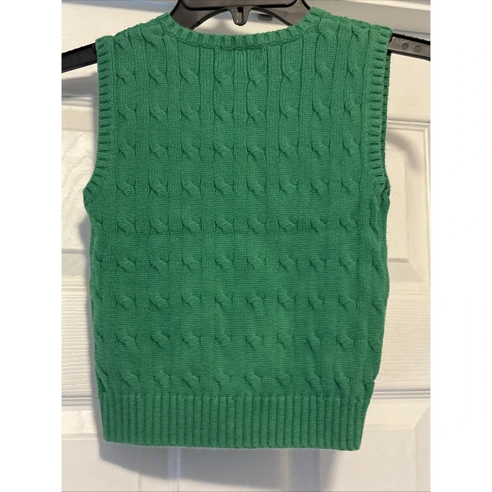 Polo Ralph Lauren Kelly‎ Green Cable Knit V Neck Sweater Vest Toddler Boys 4/4T